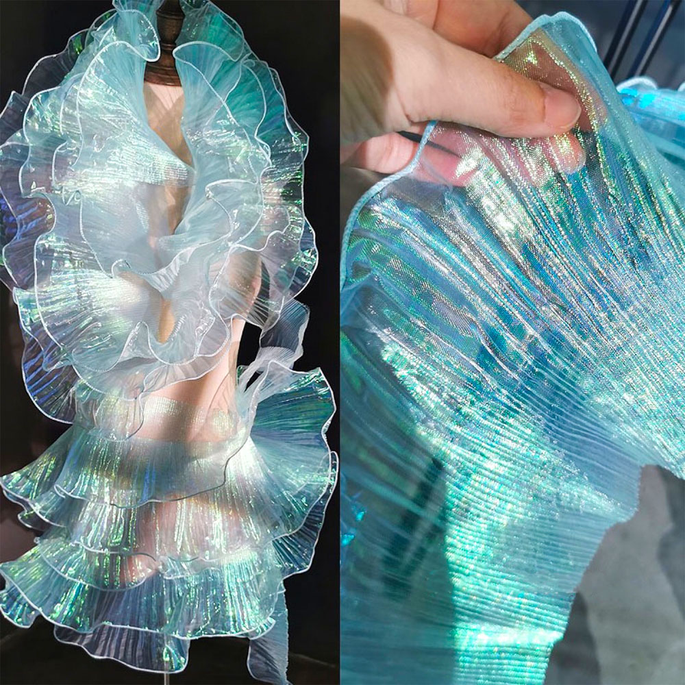 Industrial Laser Welding - Dantel Trim Organze Kumaş Denizkızı Ruffled