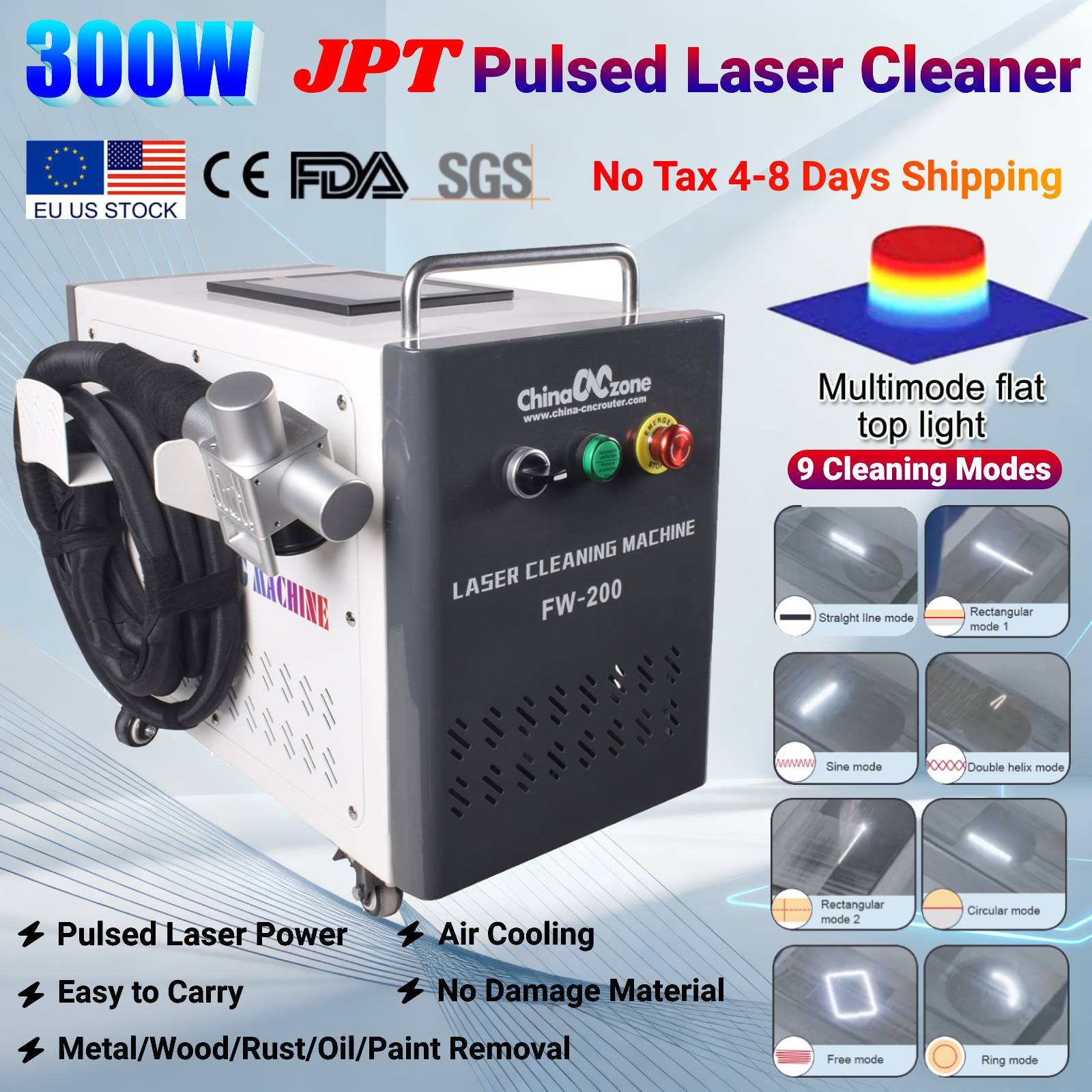 Industrial Laser Paint Remover - 300W JPT Darbeli Lazer Temizleme Makinesi
