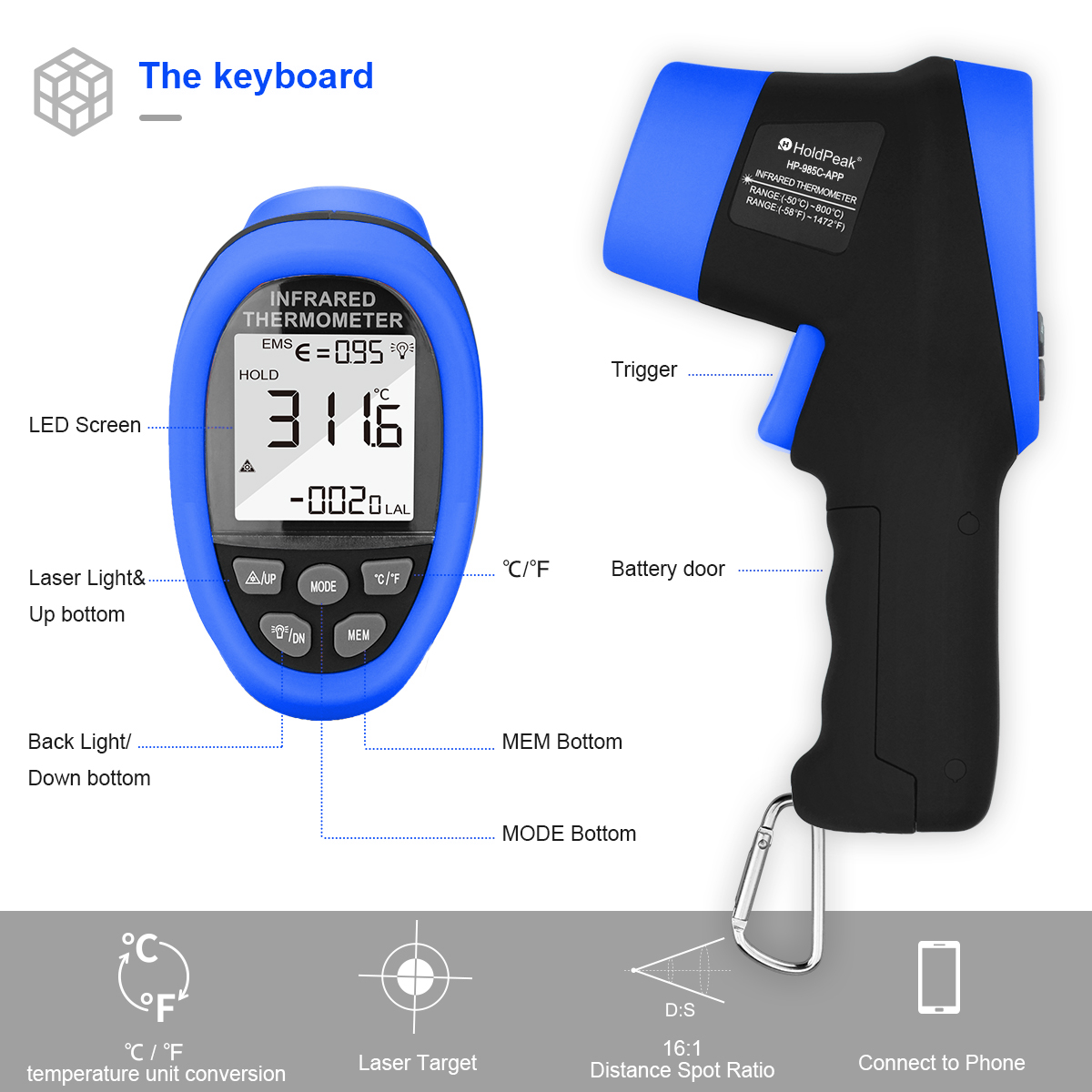 HoldPeak Kızılötesi Termometre - Industrial Laser Temperature incelemesi ve fiyatı